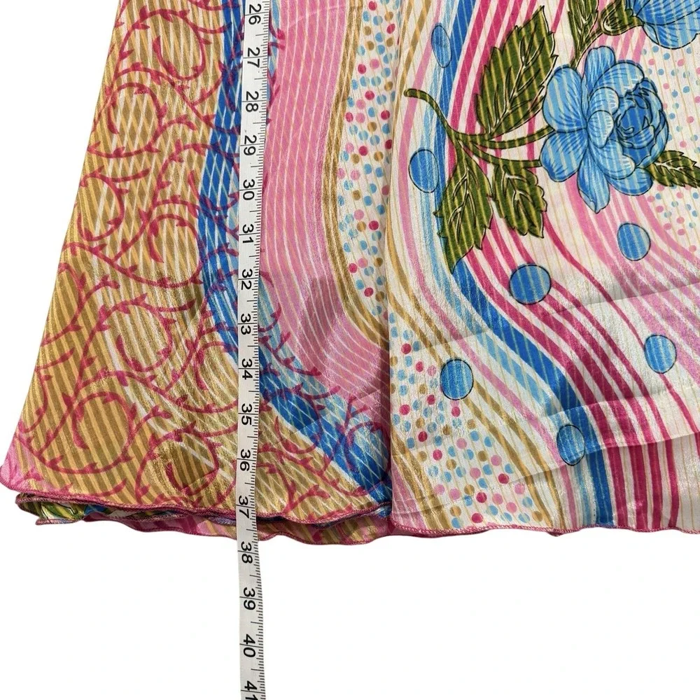 Art To Wear Vintage Silk Sari Magic Wrap Skirt Reversible Hippie Sarong Beach OS - Picture 5 of 7